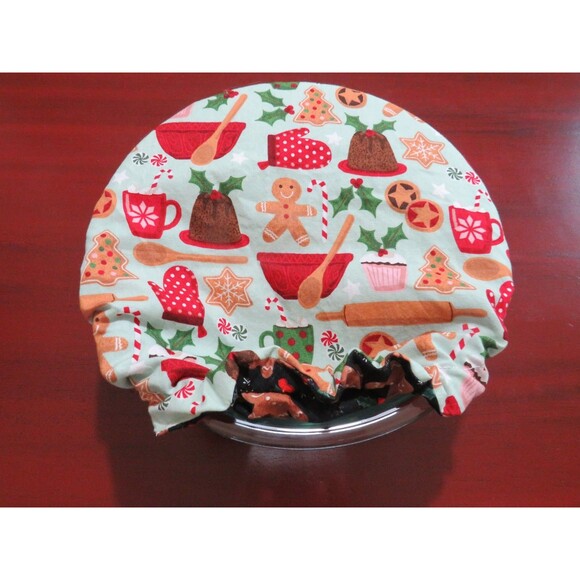 Kitchenaid Bowl Cover, Christmas Baking and Reversible Gingerbread Men - Picture 3 of 6